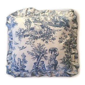 WAVERLY BLUE TOILE Luxury Collection French Country Throw Pillows 20” x 20"
